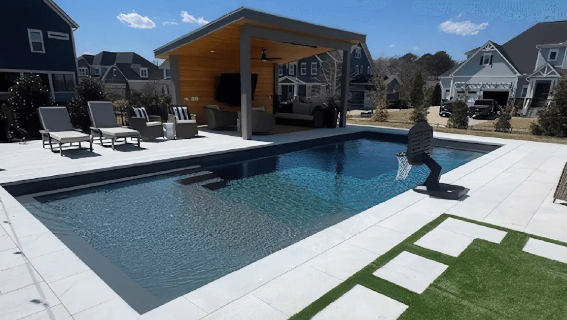 Stamped concrete pool deck